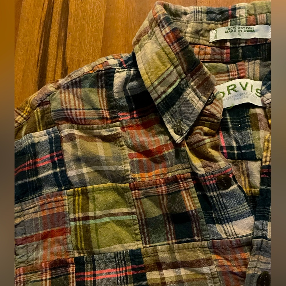 Vintage Madras Patchwork Plaid short-sleeve button down| Orvis | 100%cotton SSBD